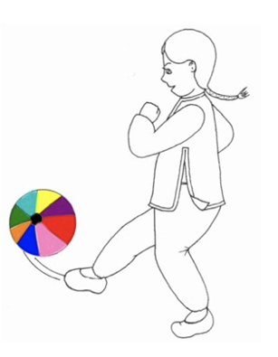 An example of an image from BEST materials, showing a girl kicking a ball